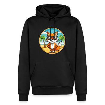 Fuchs Lustige Cartoon Sommer Strand Sonnenbrille Aufkleber - Männer Premium Bio Hoodie - Schwarz - Vorne - Nico (187cm)
