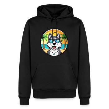Husky Dog Drôle Dessin Animé Plage Lunettes De Soleil - Sweat à capuche Premium bio Homme - noir - Devant - Nico (187cm)