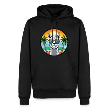 Llama Funny Cartoon Summer Beach Sunglasses Cool - Men’s Premium Organic Hoodie - black - Front - Nico (187cm)