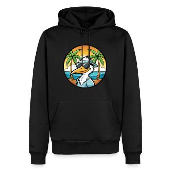 Pelikan Lustige Cartoon Sommer Strand Sonnenbrille Cool - Männer Premium Bio Hoodie - Schwarz - Vorne - Nico (187cm)