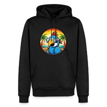 Papagei Lustige Cartoon Sommer Strand Sonnenbrille Cool - Männer Premium Bio Hoodie - Schwarz - Vorne - Nico (187cm)