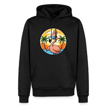 Flamingo Funny Cartoon Lunettes de soleil de plage d’été - Sweat à capuche Premium bio Homme - noir - Devant - Nico (187cm)