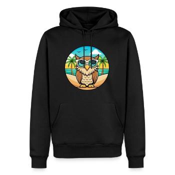 Eule Lustige Cartoon Sommer Strand Sonnenbrille Aufkleber - Männer Premium Bio Hoodie - Schwarz - Vorne - Nico (187cm)