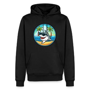 Requin Drôle Dessin Animé Plage D’été Lunettes De Soleil Cool - Sweat à capuche Premium bio Homme - noir - Devant - Nico (187cm)