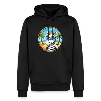 Zebra Lustige Cartoon Sommer Strand Sonnenbrille Cool - Männer Premium Bio Hoodie - Schwarz - Vorne - Nico (187cm)