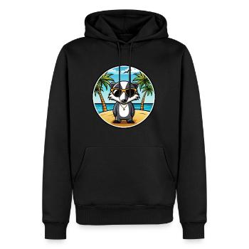 Dachs Lustige Cartoon Sommer Strand Sonnenbrille Cool - Männer Premium Bio Hoodie - Schwarz - Vorne - Nico (187cm)