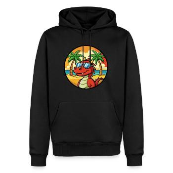 Drache Lustige Cartoon Sommer Strand Sonnenbrille Cool - Männer Premium Bio Hoodie - Schwarz - Vorne - Nico (187cm)