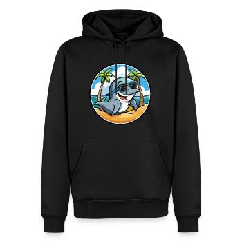 Delfin Lustige Cartoon Sommer Strand Sonnenbrille Cool - Männer Premium Bio Hoodie - Schwarz - Vorne - Nico (187cm)
