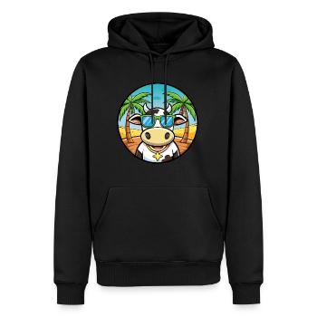 Kuh Lustige Cartoon Sommer Strand Sonnenbrille Aufkleber - Männer Premium Bio Hoodie - Schwarz - Vorne - Nico (187cm)
