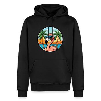 Flamingo Funny Cartoon Lunettes de soleil de plage d’été - Sweat à capuche Premium bio Homme - noir - Devant - Nico (187cm)