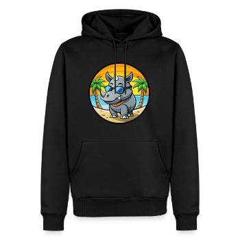 Rhino Drôle Dessin Animé Plage D’été Lunettes De Soleil Cool - Sweat à capuche Premium bio Homme - noir - Devant - Nico (187cm)