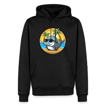 Baleine Drôle Dessin Animé Plage D’été Lunettes De Soleil Cool - Sweat à capuche Premium bio Homme - noir - Devant - Nico (187cm)