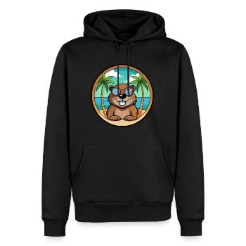 Castor Drôle Dessin Animé Plage D’été Lunettes De Soleil Cool - Sweat à capuche Premium bio Homme - noir - Devant - Nico (187cm)