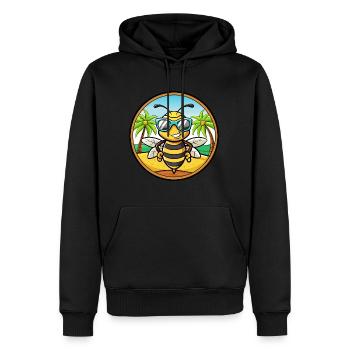 Biene Lustige Cartoon Sommer Strand Sonnenbrille Aufkleber - Männer Premium Bio Hoodie - Schwarz - Vorne - Nico (187cm)