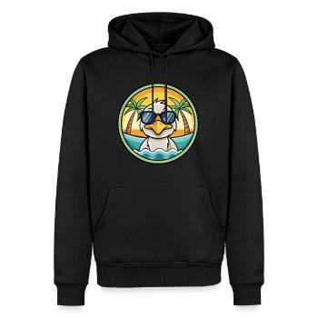 Ente Lustige Cartoon Sommer Strand Sonnenbrille Aufkleber - Männer Premium Bio Hoodie - Schwarz - Vorne - Nico (187cm)