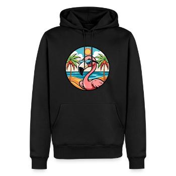 Flamingo Funny Cartoon Lunettes de soleil de plage d’été - Sweat à capuche Premium bio Homme - noir - Devant - Nico (187cm)