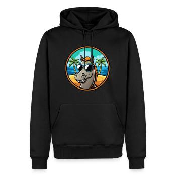 Cheval Drôle Dessin Animé Plage D’été Lunettes De Soleil Cool - Sweat à capuche Premium bio Homme - noir - Devant - Nico (187cm)