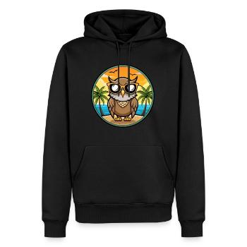Eule Lustige Cartoon Sommer Strand Sonnenbrille Aufkleber - Männer Premium Bio Hoodie - Schwarz - Vorne - Nico (187cm)
