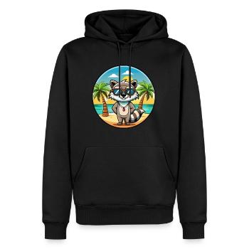 Waschbär Lustig Cartoon Sommer Strand Sonnenbrille Cool - Männer Premium Bio Hoodie - Schwarz - Vorne - Nico (187cm)