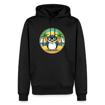 Pingouin Drôle Dessin Animé Plage D’été Lunettes De Soleil Cool - Sweat à capuche Premium bio Homme - noir - Devant - Nico (187cm)