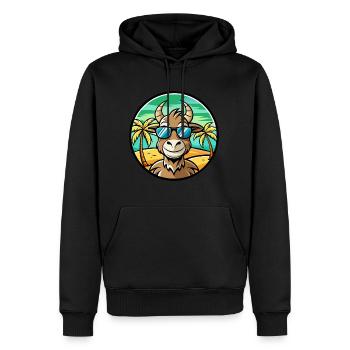 Chèvre Drôle Dessin Animé Plage D’été Lunettes De Soleil Autocollant - Sweat à capuche Premium bio Homme - noir - Devant - Nico (187cm)