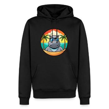 Hippopotame Drôle Dessin Animé Plage D’été Lunettes De Soleil Cool - Sweat à capuche Premium bio Homme - noir - Devant - Nico (187cm)