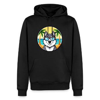 Husky Dog Drôle Dessin Animé Plage Lunettes De Soleil - Sweat à capuche Premium bio Homme - noir - Devant - Nico (187cm)