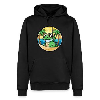 Eidechse Lustige Cartoon Sommer Strand Sonnenbrille Cool - Männer Premium Bio Hoodie - Schwarz - Vorne - Nico (187cm)