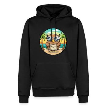 Eule Lustige Cartoon Sommer Strand Sonnenbrille Aufkleber - Männer Premium Bio Hoodie - Schwarz - Vorne - Nico (187cm)