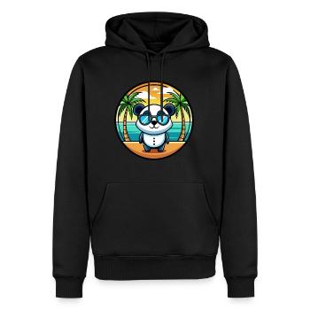 Panda Lustige Cartoon Sommer Strand Sonnenbrille Cool - Männer Premium Bio Hoodie - Schwarz - Vorne - Nico (187cm)