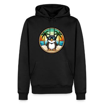 Pingouin Drôle Dessin Animé Plage D’été Lunettes De Soleil Cool - Sweat à capuche Premium bio Homme - noir - Devant - Nico (187cm)