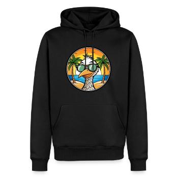 Straußen, Lustig, Cartoon, Sommer, Strand, Sonnenbrille, Cool - Männer Premium Bio Hoodie - Schwarz - Vorne - Nico (187cm)