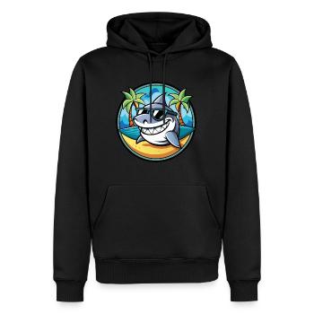 Requin Drôle Dessin Animé Plage D’été Lunettes De Soleil Cool - Sweat à capuche Premium bio Homme - noir - Devant - Nico (187cm)