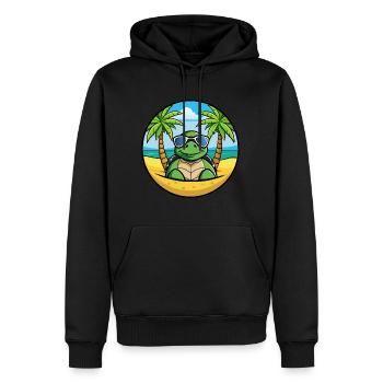 Schildkröte Lustige Cartoon Sommer Strand Sonnenbrille Cool - Männer Premium Bio Hoodie - Schwarz - Vorne - Nico (187cm)