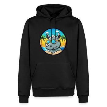 Rhino Drôle Dessin Animé Plage D’été Lunettes De Soleil Cool - Sweat à capuche Premium bio Homme - noir - Devant - Nico (187cm)