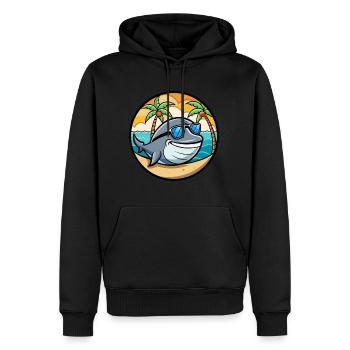 Baleine Drôle Dessin Animé Plage D’été Lunettes De Soleil Cool - Sweat à capuche Premium bio Homme - noir - Devant - Nico (187cm)