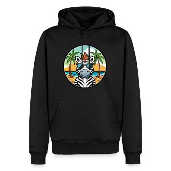 Zebra Lustige Cartoon Sommer Strand Sonnenbrille Cool - Männer Premium Bio Hoodie - Schwarz - Vorne - Nico (187cm)