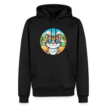 Lunettes de soleil de dessin animé de race de chat calicot dilué plage - Sweat à capuche Premium bio Homme - noir - Devant - Nico (187cm)