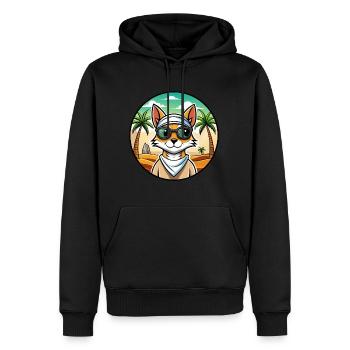 Lunettes de soleil de race de chat Mau arabe de plage - Sweat à capuche Premium bio Homme - noir - Devant - Nico (187cm)