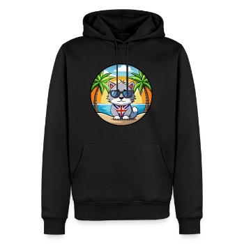 British Silver Cat Breed Cartoon Sunglasses Beach - Men’s Premium Organic Hoodie - black - Front - Nico (187cm)