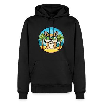 Lunettes de soleil de dessin animé de race de chat à poil long allemand plage - Sweat à capuche Premium bio Homme - noir - Devant - Nico (187cm)