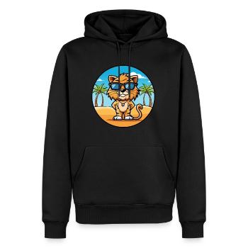 Liger Hybride Lion Tigre Chat Race Dessin Animé Plage - Sweat à capuche Premium bio Homme - noir - Devant - Nico (187cm)