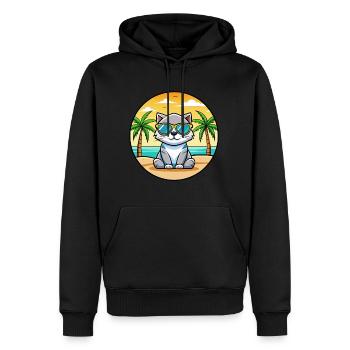 Schottische Falte Katzenrasse Cartoon Sonnenbrille Strand - Männer Premium Bio Hoodie - Schwarz - Vorne - Nico (187cm)