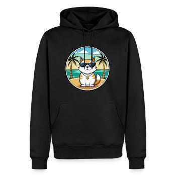 Japanische Bobtail Katzenrasse Cartoon Sonnenbrille Strand - Männer Premium Bio Hoodie - Schwarz - Vorne - Nico (187cm)