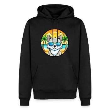 Turkish Angora Cat Breed Cartoon Sunglasses Beach - Men’s Premium Organic Hoodie - black - Front - Nico (187cm)