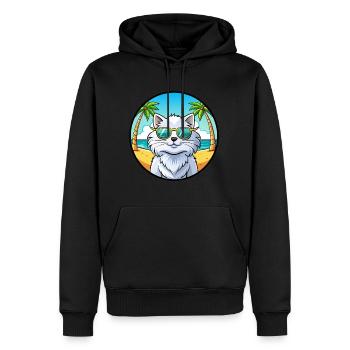 Weiße Langhaarkatze Persische Katzenrasse Cartoon Strand - Männer Premium Bio Hoodie - Schwarz - Vorne - Nico (187cm)
