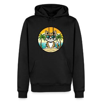 Ägäis Katzenrasse Cartoon Sonnenbrille Strand - Männer Premium Bio Hoodie - Schwarz - Vorne - Nico (187cm)