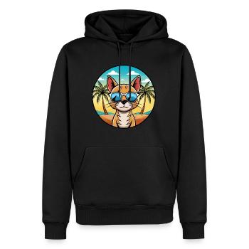 Abessinische Katzenrasse Cartoon Sonnenbrille Strand - Männer Premium Bio Hoodie - Schwarz - Vorne - Nico (187cm)