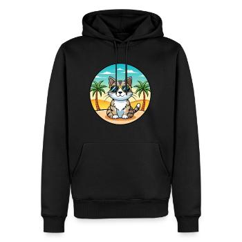 American Wirehair Cat Breed Cartoon Sunglass Beach - Sweat à capuche Premium bio Homme - noir - Devant - Nico (187cm)