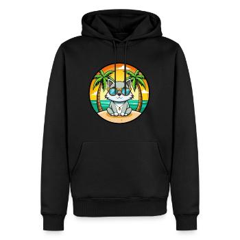 Asian Cat Breed Cartoon Sunglasses Beach - Men’s Premium Organic Hoodie - black - Front - Nico (187cm)